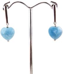  Szív csiszolású akvamarin fülbevaló