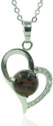  Mahagóni obszidián köves kristályokkal díszített szív medál ajándék nyaklánccal
