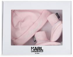 Karl Lagerfeld Kids pamutkeverék sapka és zokni szett, 3 db, halvány rózsaszín, 71 cm (Z30180-475-9M)