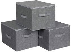 Songmics Cutii depozitare pliabile cu capac, set 3 bucăți, gri modern (RYZB03G)