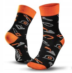 Neo Férfi zokni, NEO TOOLS, modern modell, pamut, fekete/narancs, 43-46 EU (NEOGD018)