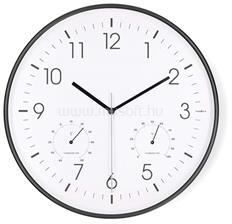 Nedis CLWA4226BK falióra, 30 cm átmérő, műanyag, csendes szerkezet, hőmérő, páratartamom mérő (CLWA4226BK) (CLWA4226BK)