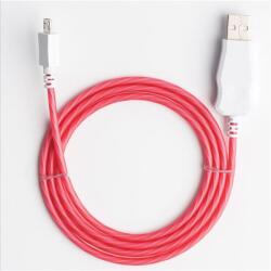  Prémium Adat- és Töltőkábel, MicroUSB/USB csatlakozó, villogó fény, 2A gyorstöltés, 1 méter, piros (ar9n-TB12363)