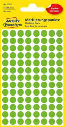 Avery Zweckform Etikett, 8 mm, kör, eltávolítható, AVERY ZWECKFORM, fűzöld, 416 etikett/csomag (AY3592) (3592)