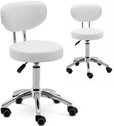  ASCONA fehér kozmetikai szék háttámlával és kerekekkel 150 kg-ig