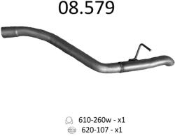 Edex 08-579 kipufogó első cső - FORD C-MAX Mk1, Mk2, VOLVO S40, V50 (K08-579ALU-ED)