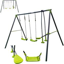Pepita PRO Стоманена градинска люлка за 4 човека с люлки 239x180x182cm - лайм-черен (NS811)