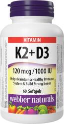 Webber Naturals Vitamin K2 + D3, 120 mcg/25 mcg, 60 capsule gelatinoase moi, Webber Naturals