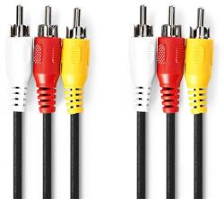 Nedis CVGP24300BK50 kompozit video kábel 3x RCA dugó - 3 RCA dugó, 5m (CVGP24300BK50) - pcx