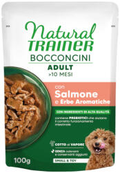 Natural Trainer 100g Natural Trainer Bocconcini Adult Small & Toy falatkák szószban nedves kutyatáp - Lazac