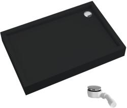 Schedline Favory Plus Black Mat téglalap alakú zuhanytálca szifonnal 100x80 cm fekete 3ST. F1P-80100/C/MG (3STF1P80100CMG)