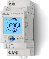 Finder 12.51. 8.230. 0000 Elektronikus kapcsolóóra, digitális analóg stílusú, napi heti program DIN sín NFC adatátvitel, 125182300000 (12.51.8.230.0000)