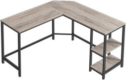 Brius Birou de colt in forma de L, cu 2 rafturi de depozitare, 138x138x75cm, industrial, gri si negru (EZ-LWD72MB)