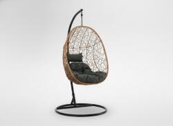 Chomik Scaun Suspendat Natural cu Perna - Gri Închis, Cadru - Negru 115 x 90 x D67 CM *6437 (CH-FAT6437)