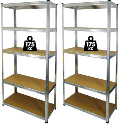 Chomik Set 2 rafturi metalice de depozitare, 5 polițe, 90X30X180 cm, 175 kg/poliță CH-GWI0885 (CH-GWI0885) Raft