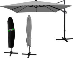 Garden Line Umbrelă de grădină 3 x 4 m gri "ROMA" cu husă și LED *1572 (CH-GAO1572)