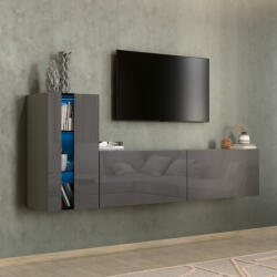 Intenso Concept-11 nappali faliszekrény sor - 200 cm (magasfényű szürke)