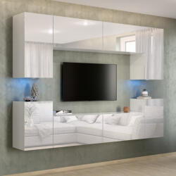 Intenso Concept-26 nappali faliszekrény sor - 240 cm (magasfényű fehér) - miniwebshop