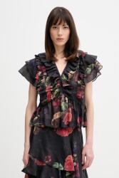 AllSaints felső lenvászonnal ALMA - fekete 40