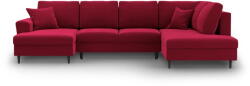 Cosmopolitan Design Piros bársony kinyitható tárolóhelyes sarokkanapé (jobb oldali-U alakú) Kyoto - Cosmopolitan Design