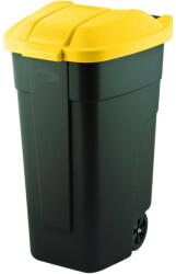 Keter Görgős műanyag kerti szemetes 110 L fekete - sárga tetővel (214128)