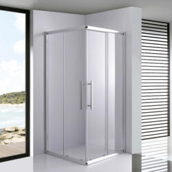 STUXI Nizza 100x100 cm szögletes két tolóajtós zuhanykabin 6 mm vízlepergető biztonsági üveggel, króm elemekkel, 190 cm magas (TL-6212-100)