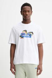 HUGO Blue pamut póló Nalotrix - fehér XL