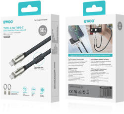 BW00 BWOO X309 USB kábel, USB-C - Lightning, (0, 3 méter 27W), fekete (Gyorstöltő)