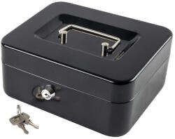VERK GROUP Cutie de călătorie neagră din metal cu încuietoare și compartimente interioare pentru monede și bijuterii - 15x12x8 cm (01442_CZ)