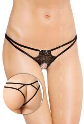 SoftLine Collection Erotikus nyitott fekete csipkealsó
