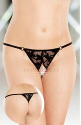 SoftLine Collection Erotikus nyitott fekete csipketanga -2339