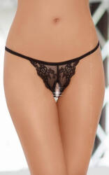 SoftLine Collection Erotikus nyitott csipketanga - fekete