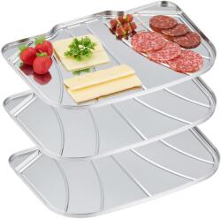 Relaxdays Platou de servire din oțel inoxidabil, set de 3 (10134533) Tava