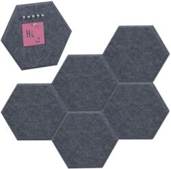 Relaxdays Hexagonuri din pâslă gri pentru panouri de afiș, set de 6 (10134702)