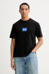 HUGO Blue pamut póló Nayonix - fekete S