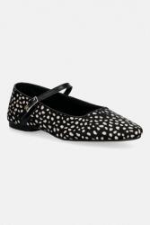Tommy Hilfiger bőr balerina cipő TH BUCKLE CALF HAIR BALLERINAS - fekete Női 41