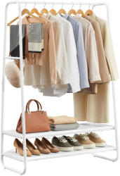VASAGLE Ruhaáállvány, kabátoknak, ruháknak, cipőknek, felhőfehér és matt fehér, 100x45x160cm (RGR112W02)