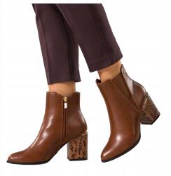 Casu Camel Női Bokacsizma Kényelmes Díszes Kígyó Sarok Arany kiegészítők R 37 (7097110000375)