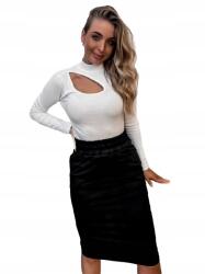  Női melegítőszoknya push up sliccekkel, magas derekú, fekete, S