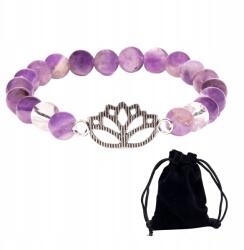  Karkötő Mala Ametiszt Hegyikristály Lótusz szimbólum Meditáció Ajándék (12605)