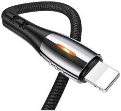 USAMS Fonott U-Tone Lightning kábel 1, 2 m Power-off 2A Fast Charging fekete SJ344USB01 (US-SJ344) (SJ344USB01)