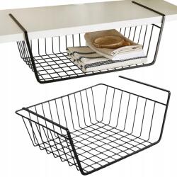 +RATAJCZYK Polcra akasztható kosár Fém kosár rendszerező Konyhai kosár Fekete L (Koszyk na owoce)