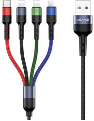 USAMS Braided U26 4-in-1 kábel 3m 2A Fast Charge (2xLightning/microUSB/USB-C) SJ413USB01 (US-SJ413) (SJ413USB01)