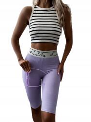  Kerékpáros Rövidnadrág női bordázott rövidnadrág dekoratív lámpával, lila, L/XL