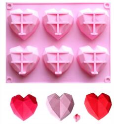 Senzi Cosmetics Szilikon Sütőforma 6 Szív Gyémánt Keksz Szappanok Diy MF-017 (MF-017)