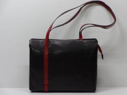 MaxModa Női válltáska: fekete-meggypiros bőr, 3 rekeszes (olasz termék) (1102628)