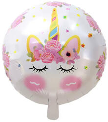 Mezőfi Team Kft Unikornis fej, gömb, rózsás, 46 cm fólia lufi, csomagolt