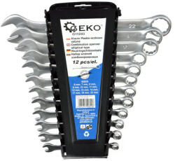 GEKO Matt felületű csillag-villáskulcs készlet 6-22 mm, 12 db, CrV, tartóval (G11243)