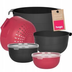 Hoga Konyhai Tálak Fedőkkel Szűrő Tésztaszűrő Edény Készlet Tálak 7 db-os (HGZ1001 CZ BORDOWY)
