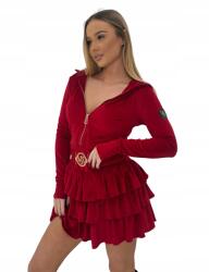  Overál/ruha velúr piros fodros kapucnival Vasari "Luna